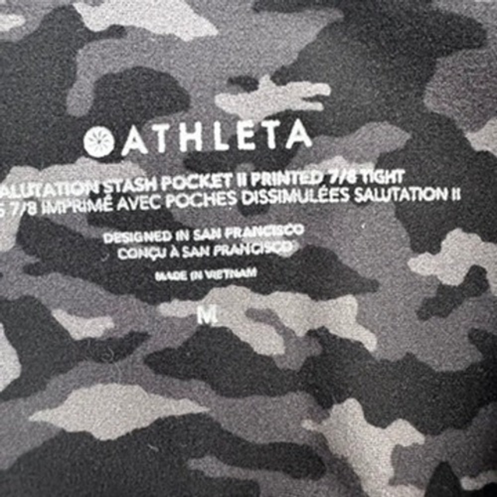 Athleta Salutation Stash Pocket II‎ Printed 7/8 Tight Camo Leggings Grey Black M - Picture 6 of 15